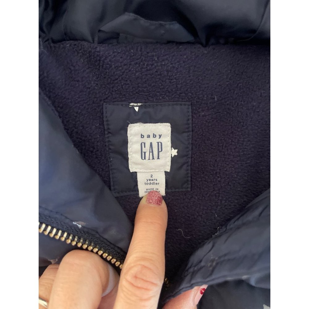 Gap Toddler Girl's Navy Silver Stars Puffer Jacket Coat Size 2T - Picture 4 of 7